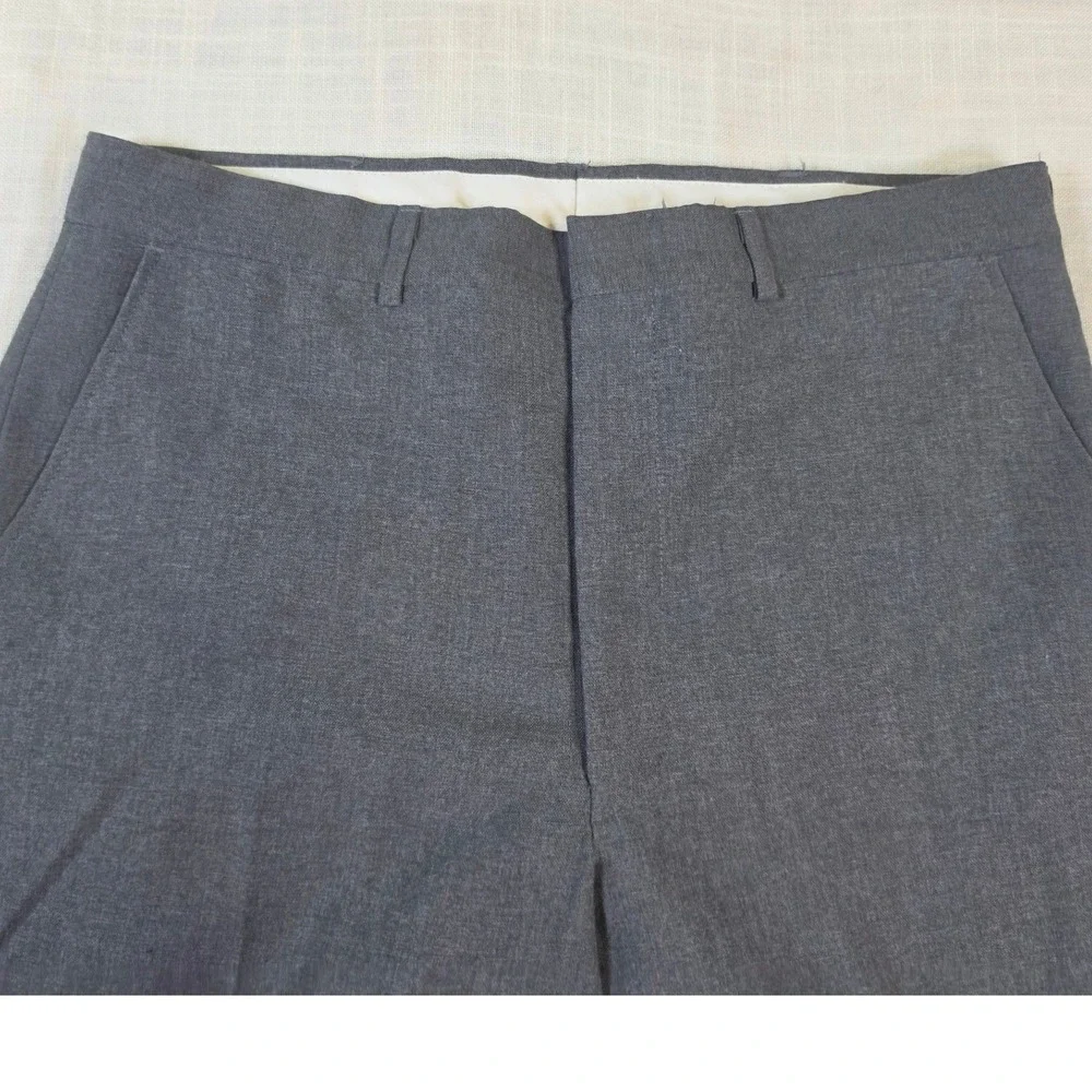 Vintage Sears Perma-Prest Flexslax Gray Wool Blend Dress Pants Mens 34x30 USA